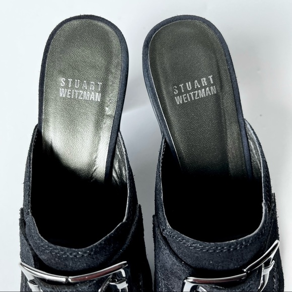 NEW IN BOX Stuart Weitzman Double Agent Black Sport/Suede Studded Mule Clogs 8.5 - Picture 6 of 13
